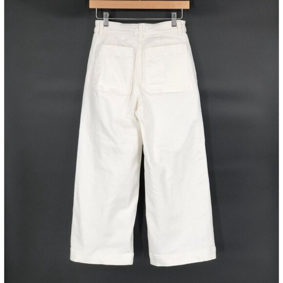 Everlane Women's Cropped Wide-Leg Short Jeans Size 0 White Denim Pants Old Money - Picture 2 of 7